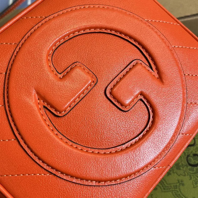 Gucci 744434 Gucci Blondie taška s horním madlem Oranžová kůže