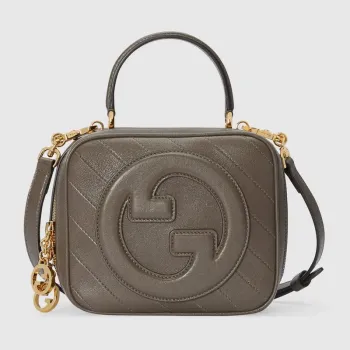Gucci 744434 Gucci Blondie taška s horním držadlem Hnědá kůže