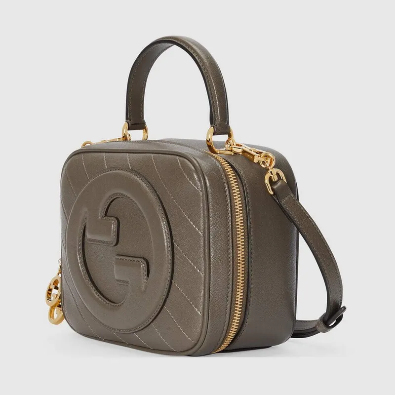 Gucci 744434 Gucci Blondie taška s horním držadlem Hnědá kůže