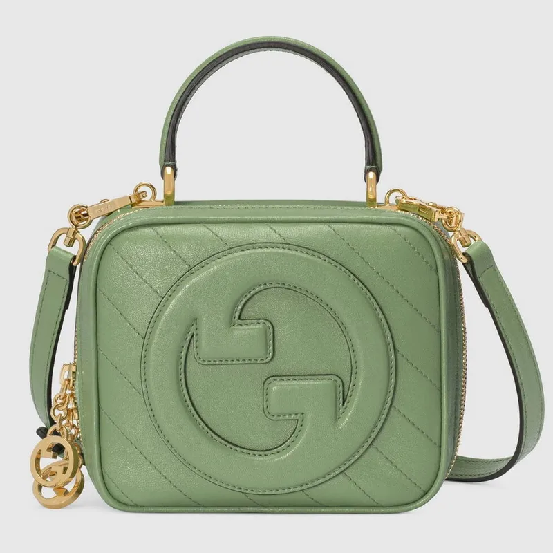 Gucci 744434 Gucci Blondie taška s horním držadlem Světle zelená kůže