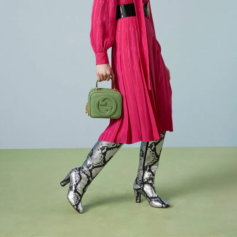 Gucci 744434 Gucci Blondie taška s horním držadlem Světle zelená kůže