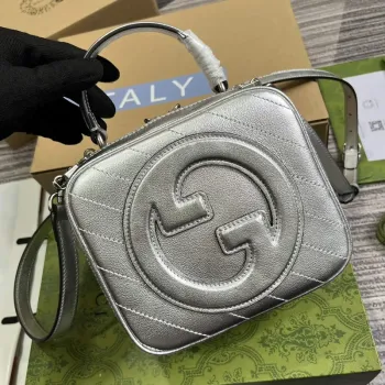 Gucci 744434 Gucci Blondie taška s horním uchopem Metalická stříbrná kůže