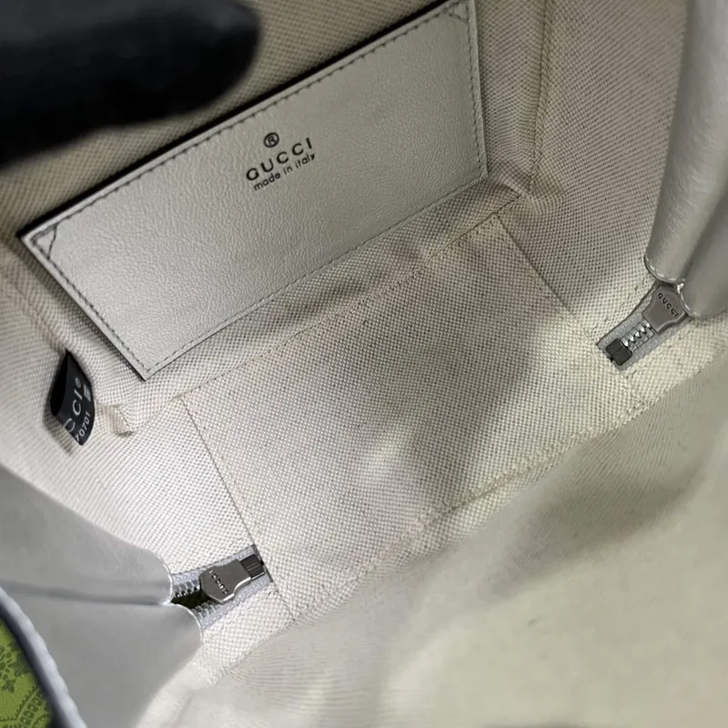 Gucci 744434 Gucci Blondie taška s horním uchopem Metalická stříbrná kůže