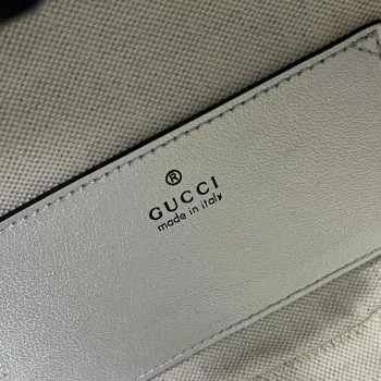 Gucci 744434 Gucci Blondie taška s horním uchopem Metalická stříbrná kůže