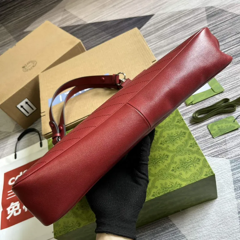 Gucci 751516 Gucci Blondie Medium Toed Bag červená kůže