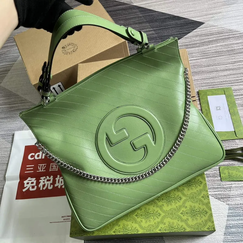 Gucci 751516 Gucci Blondie Střední Tote Taška Světle Zelená kůže