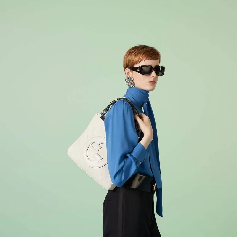 Gucci 751518 Gucci Blondie Malá Taška přes Rameno Bílá kůže