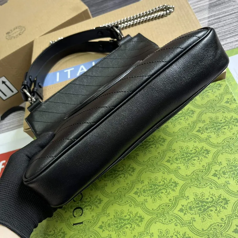 Gucci 751518 Gucci Blondie Malá Taška přes Rameno Černá kůže