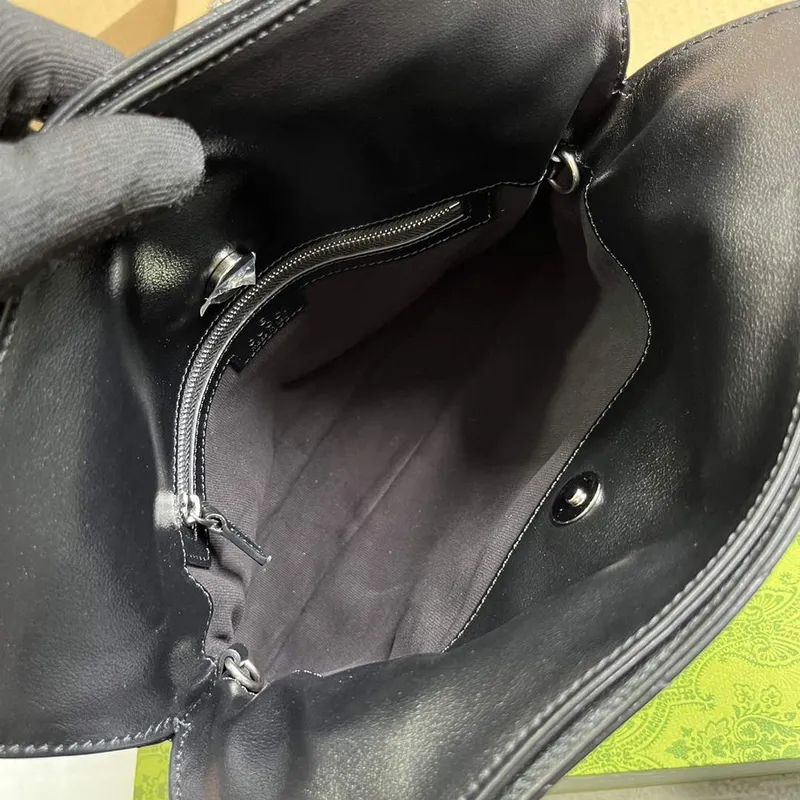 Gucci 751518 Gucci Blondie Malá Taška přes Rameno Černá kůže