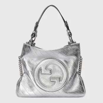 Gucci 751518 Gucci Blondie Malá Taška přes Rameno Stříbrná lamé kůže