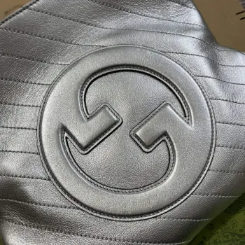 Gucci 751518 Gucci Blondie Malá Taška přes Rameno Stříbrná lamé kůže