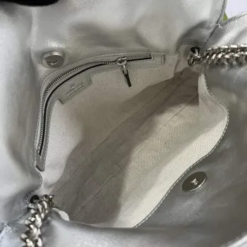 Gucci 751518 Gucci Blondie Malá Taška přes Rameno Stříbrná lamé kůže