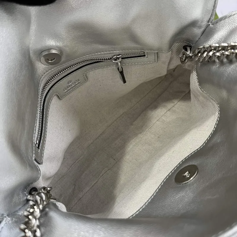 Gucci 751518 Gucci Blondie Malá Taška přes Rameno Stříbrná lamé kůže