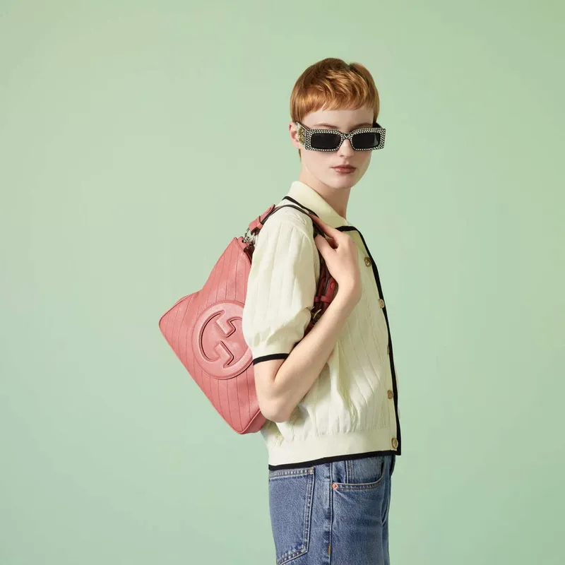 Gucci 751518 Gucci Blondie Malá Taška přes Rameno Růžová Růžová Kůže