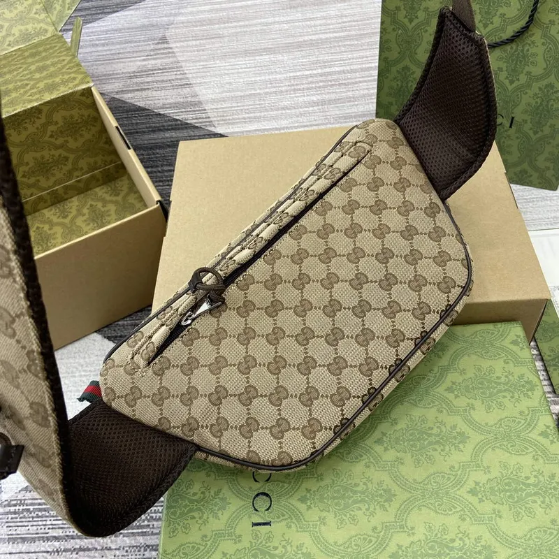 Gucci 804262 Malá GG Pásková Taška Hnědá