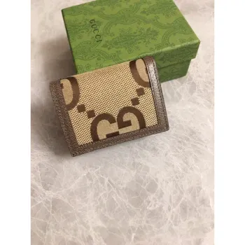 Gucci 658244 Originální hnědá kožená peněženka s bambusovým detailem