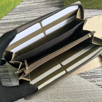 Gucci 739484 Originální šedá kožená Jumbo GG zipová peněženka