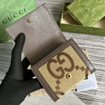 Gucci 658635 Originální hnědá kožená peněženka s bambusovým detailem