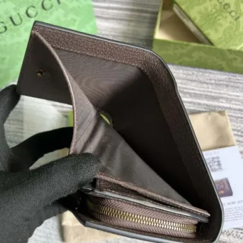 Gucci 658635 Originální hnědá kožená peněženka s bambusovým detailem