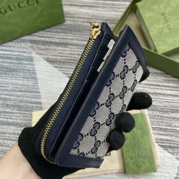 Gucci 790037 Gucci Luce mini zip peněženka modrá kůže