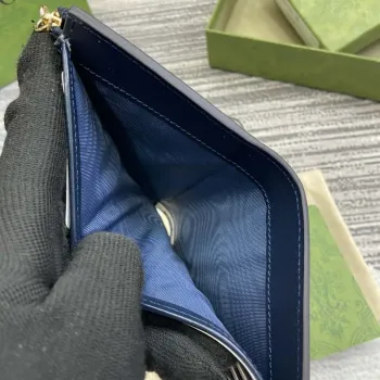 Gucci 790037 Gucci Luce mini zip peněženka modrá kůže