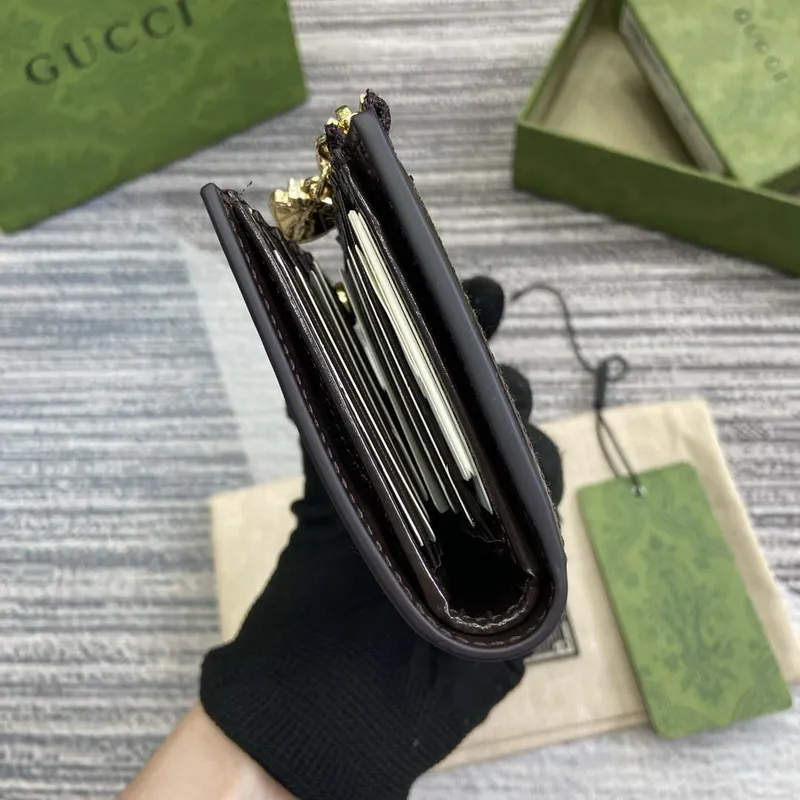 Gucci 790037 Gucci Luce mini zip peněženka Hnědá kůže