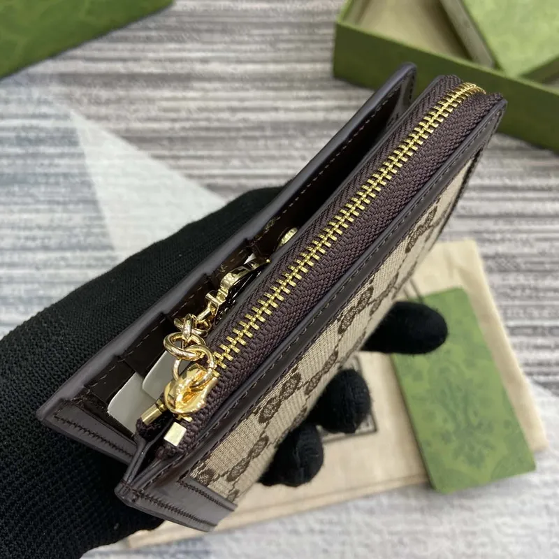 Gucci 790037 Gucci Luce mini zip peněženka Hnědá kůže