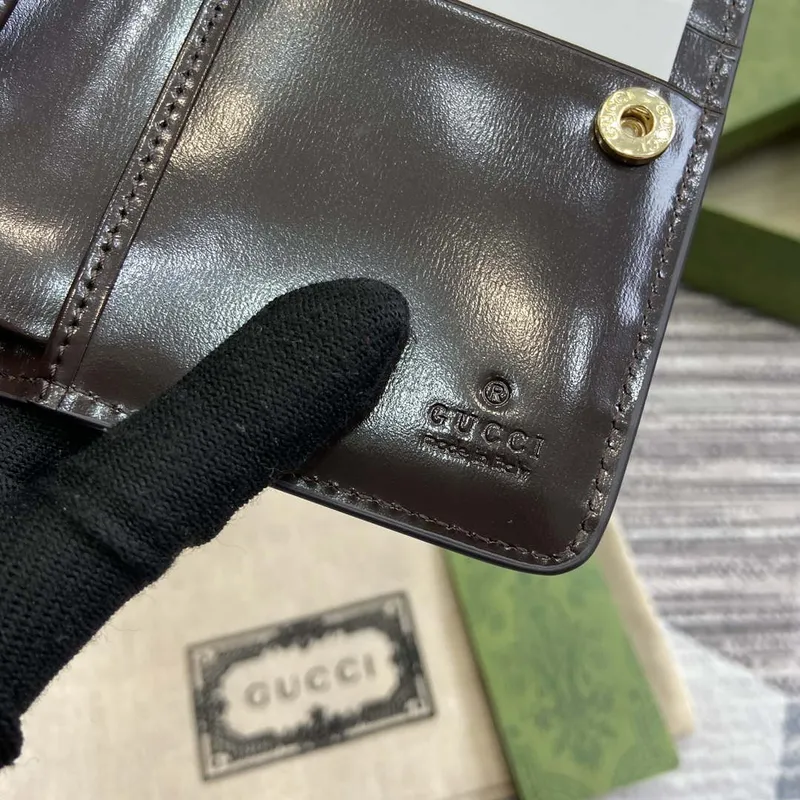 Gucci 790037 Gucci Luce mini zip peněženka Hnědá kůže