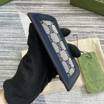 Gucci 790033 GG pouzdro na karty modrá kůže