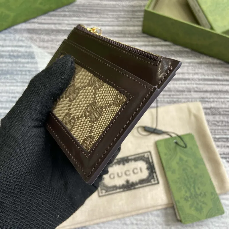 Gucci 790033 GG pouzdro na karty hnědá kůže