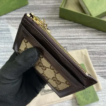 Gucci 790033 GG pouzdro na karty hnědá kůže