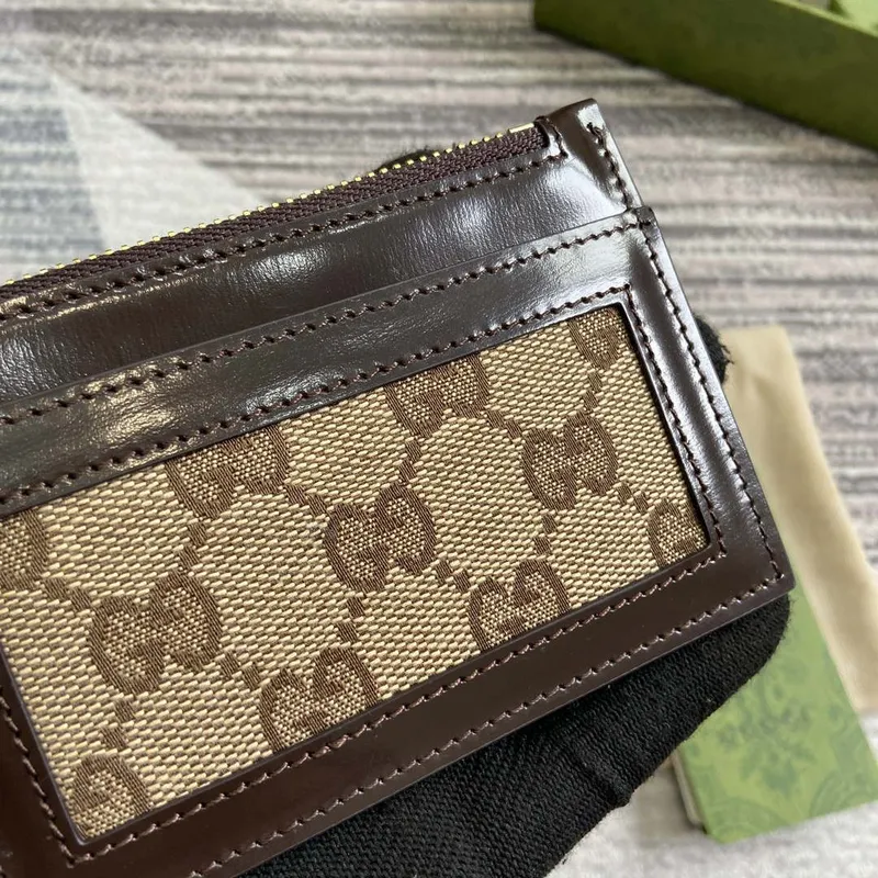 Gucci 790033 GG pouzdro na karty hnědá kůže