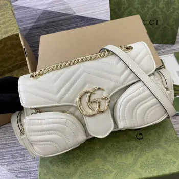 Gucci 795228 GG Marmont Malá Taška s Více Kapsami Bílá