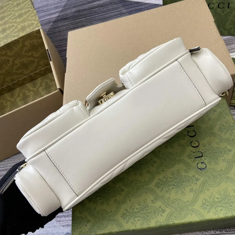 Gucci 795228 GG Marmont Malá Taška s Více Kapsami Bílá