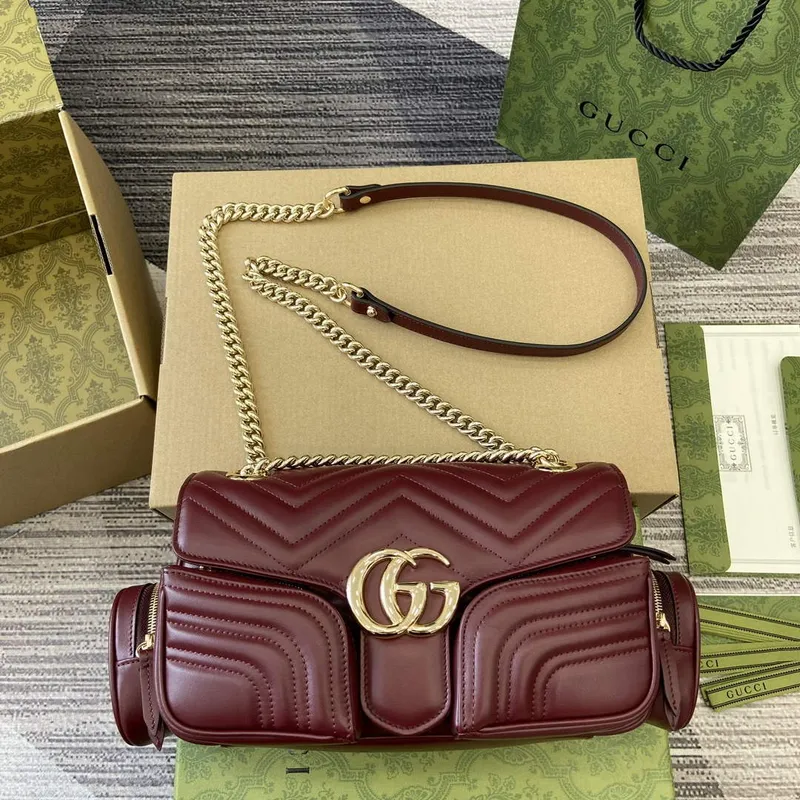 Gucci 795228 GG Marmont Malá Taška s Více Kapsami Vínově Červená