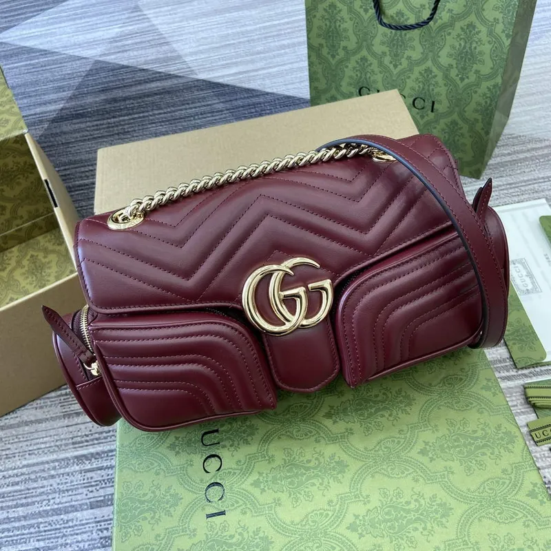 Gucci 795228 GG Marmont Malá Taška s Více Kapsami Vínově Červená