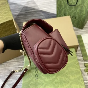 Gucci 795228 GG Marmont Malá Taška s Více Kapsami Vínově Červená