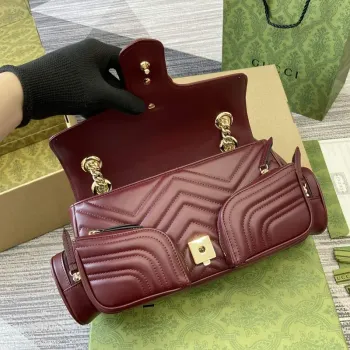 Gucci 795228 GG Marmont Malá Taška s Více Kapsami Vínově Červená