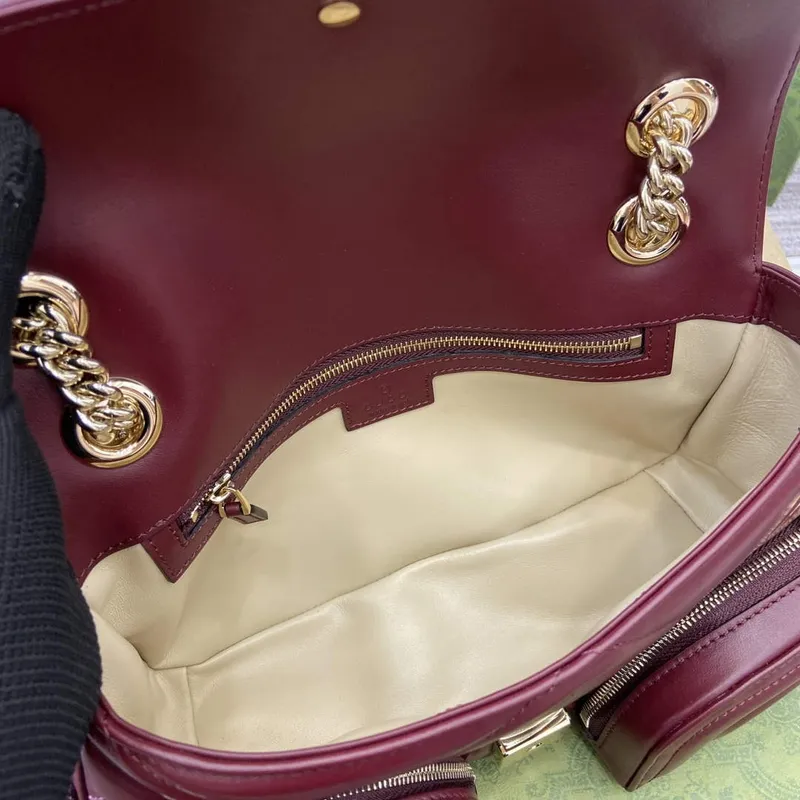 Gucci 795228 GG Marmont Malá Taška s Více Kapsami Vínově Červená