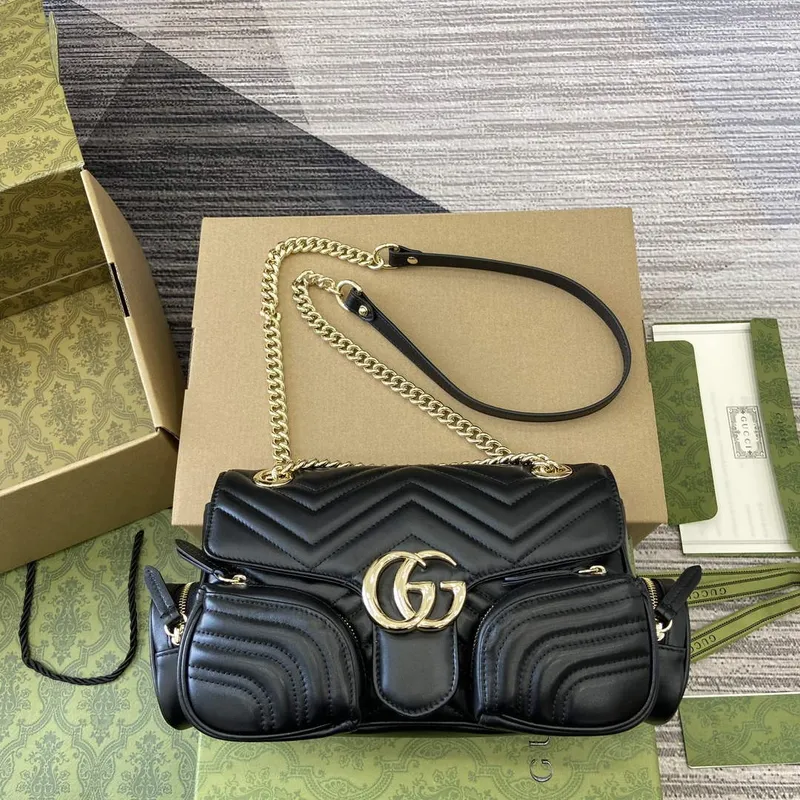 Gucci 795228 GG Marmont Malá Taška s Více Kapsami Černá