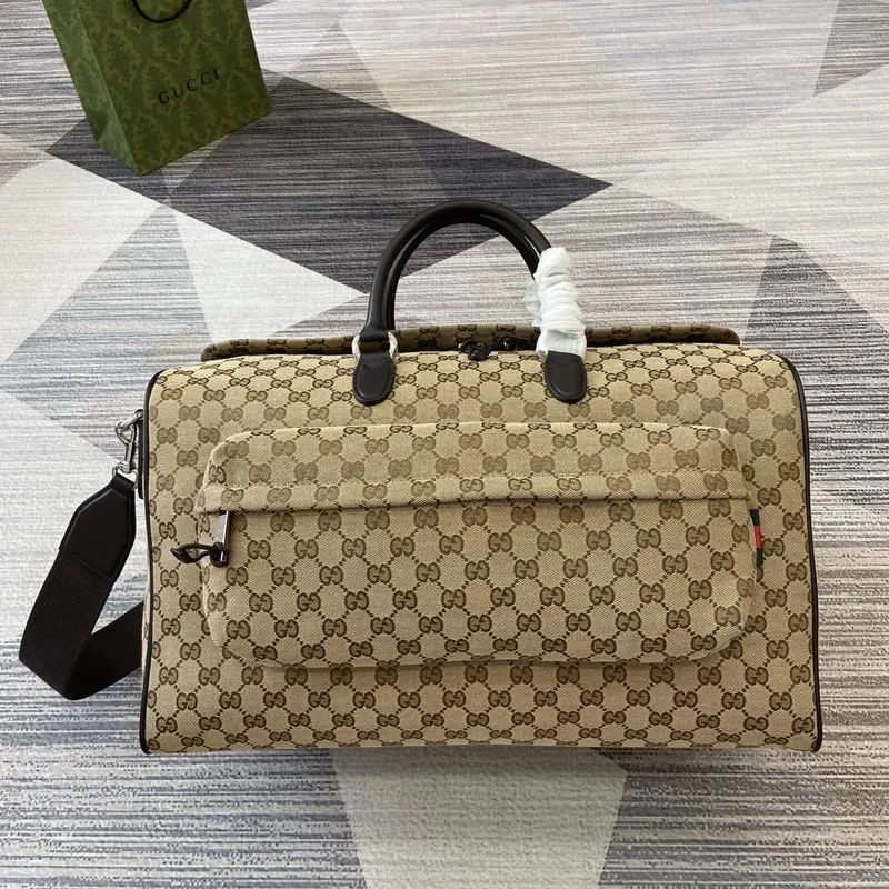 Gucci 802095 Střední GG Duffle Taška Hnědá