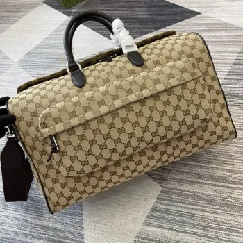 Gucci 802095 Střední GG Duffle Taška Hnědá