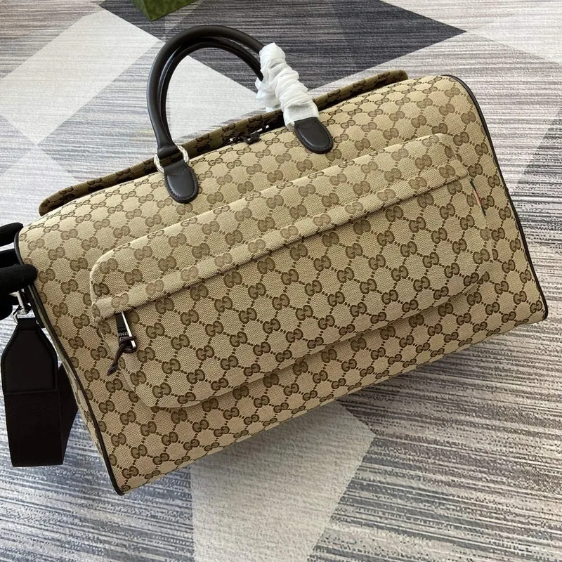 Gucci 802095 Střední GG Duffle Taška Hnědá