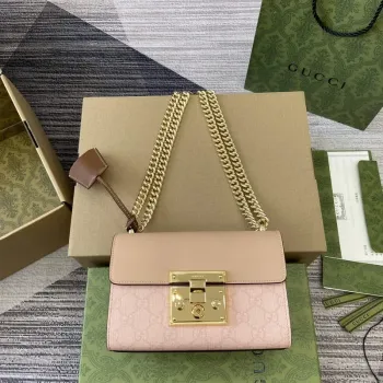 Gucci 409487 Padlock Malá Ramenní Taška Růžová