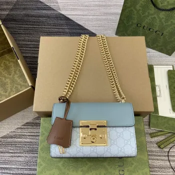 Gucci 409487 Padlock Malá Ramenní Taška Modrá