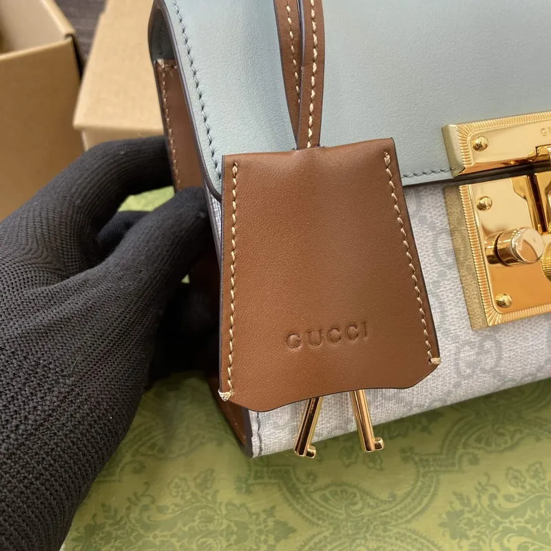 Gucci 409487 Padlock Malá Ramenní Taška Modrá