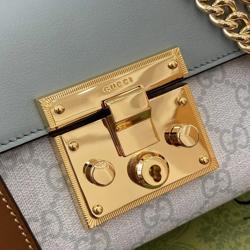 Gucci 409487 Padlock Malá Ramenní Taška Modrá