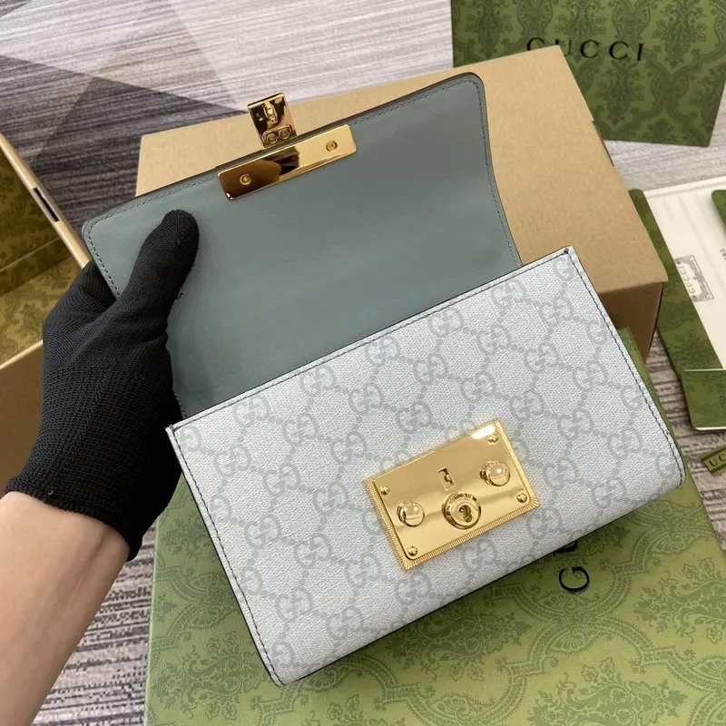 Gucci 409487 Padlock Malá Ramenní Taška Modrá