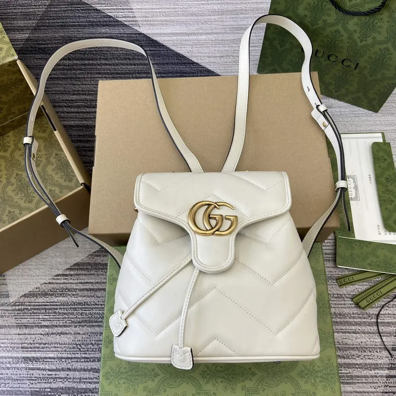 Gucci 777253 GG Marmont Mini Batoh Bílý