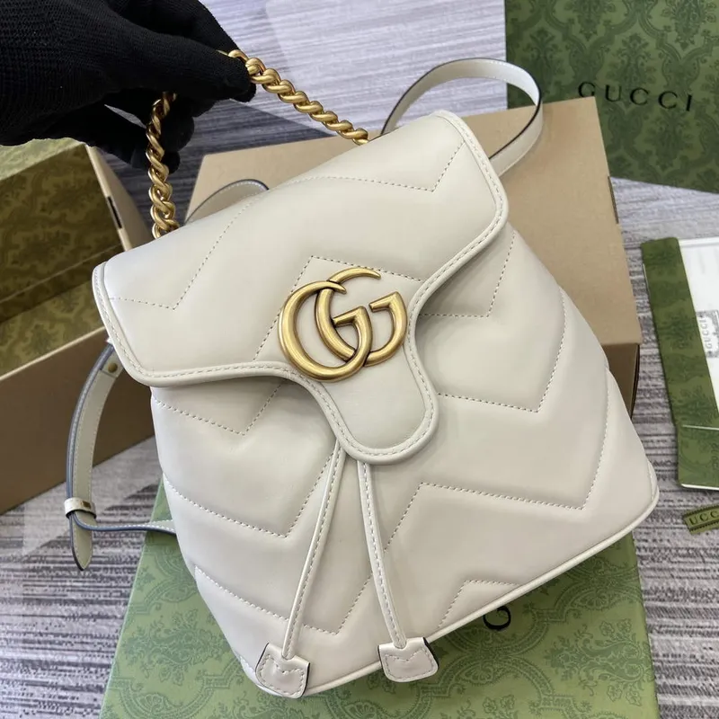 Gucci 777253 GG Marmont Mini Batoh Bílý